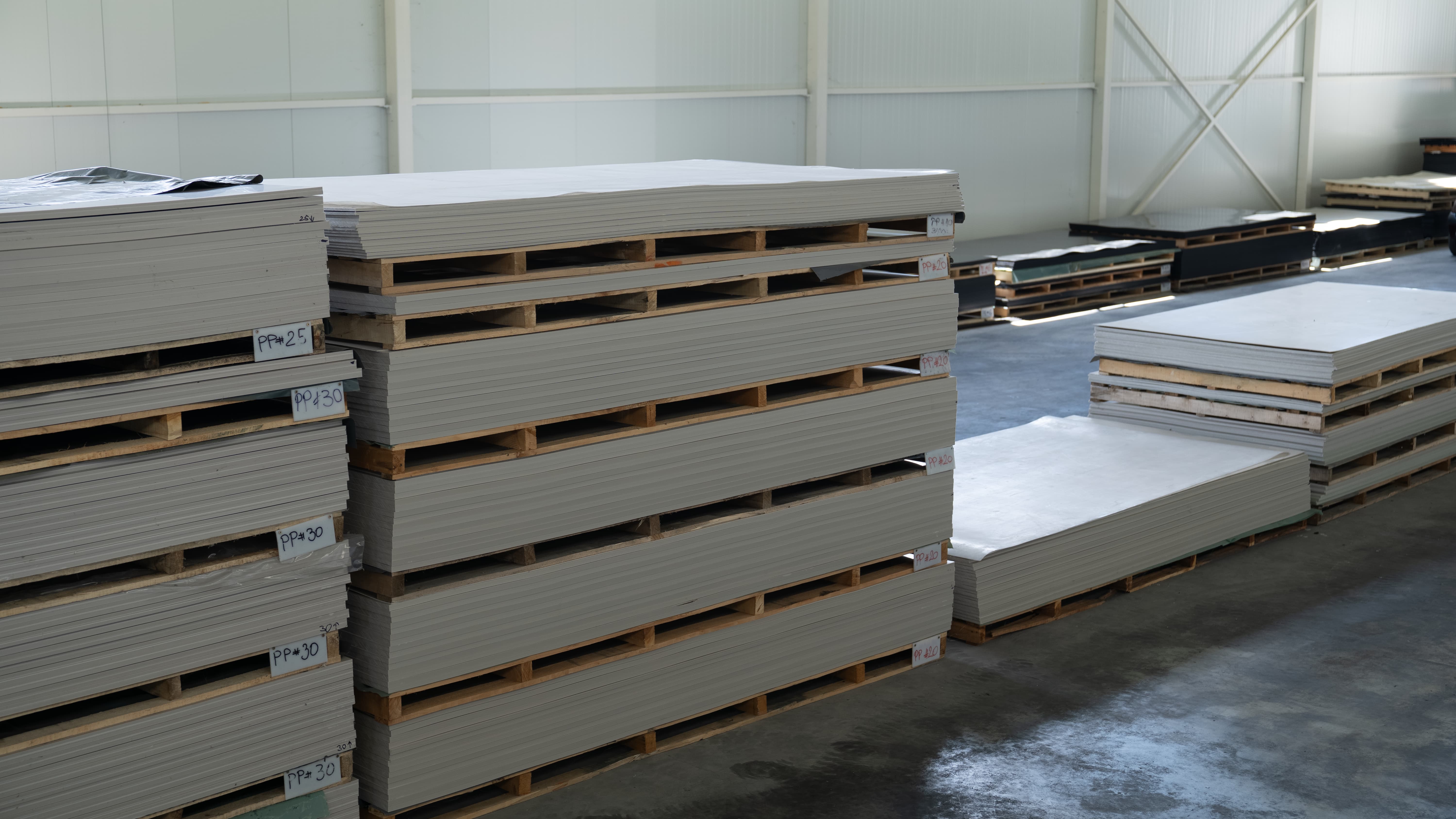 Politerm sheets in the warehouse